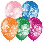 Воздушные шары,  25шт., M12/30см Фантазия, пастель+декор, растровый рисунок, 4690296041045