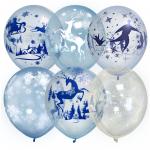 Воздушные шары,   25шт., М12/30см Кристалл Bubble. Зимняя сказка, ассорти, европодвес, 6073565