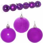 Новогодние шары 6 см (набор 6 шт) "Микс фактур", фиолетовый