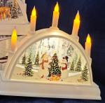 Сувенир с подсветкой "Сказочные снеговики со свечами" 15,5*4*9,5 см