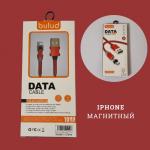 Кабель-зарядка BULUD iPhone 308 магнитная, длина кабеля 1 метр, цвет красный, тканевая оплётка, 526592, арт.600.108