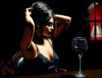 Дама с вином у барной стойки
