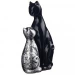169-276 фигурка декоративная "кошка с котенком" 16*25,5 см цвет: черный с серебром