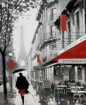 Девушка под зонтом на дождливой улице Парижа