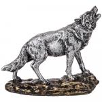 169-267 фигурка декоративная "волк" 17*15,5 см цвет: серебро