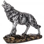 169-267 фигурка декоративная "волк" 17*15,5 см цвет: серебро