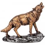 169-266 фигурка декоративная "волк" 17*15,5 см цвет: бронза