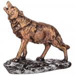 169-266 фигурка декоративная "волк" 17*15,5 см цвет: бронза