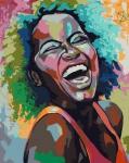 Веселая афроамериканка в ярких красках
