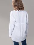 Блузка из тонкого хлопка-вуали с фактурным плетением полосы