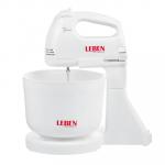 LEBEN Миксер кухонный 100Вт, 7 скоростей, 2 пары насадок, пластиковая чаша 2л