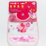 Нагрудник детский непромокаемый "Фламинго" (с помпошками)
