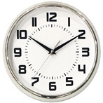 LADECOR CHRONO Часы настенные, 25 см, в хромированном канте, белые, пластик, 1хАА