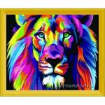 Красочный лев крупным планом в стиле поп-арт