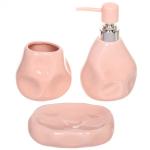 Набор для ванной из 3-х предметов керамический "Нежность" розовый