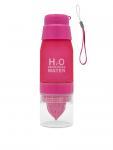 Бутылка для воды с инфузером и чашкой Verona H2O, 650 мл, фуксия