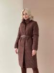 Пальто утеплённое стёганое Premium тёмно-коричневое