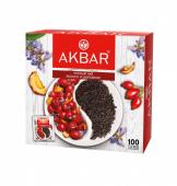 AKBAR Черный чай с яблоком и шиповником, 100 пак.