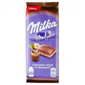 Milka молочный с начинкой орех.паста из фунд. и с дробл. фундуком, 85 г