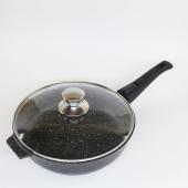 Сковорода 240 мм АП "Granit Perfection black", со съемной ручкой, стек.крышкой
