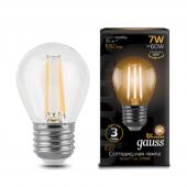 Лампа светодиодная Gauss Filament 7W Е27 Шар 2700К 550lm 105802107