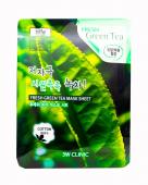 3W CLINIC FRESH GREEN TEA Тканевая маска для лица с зелёным чаем, 23 мл