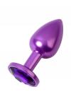 Анальная втулка, Metal by TOYFA, фиолетовая, с фиолетовым кристаллом, 7,2 см, O2,8 см, 50 г