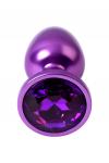 Анальная втулка, Metal by TOYFA, фиолетовая, с фиолетовым кристаллом, 7,2 см, O2,8 см, 50 г