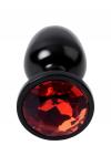 Анальная втулка, Metal by TOYFA, металл, черная, с красным кристаллом, 7,2 см, O2,8 см, 50 г