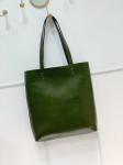 - Кожаная сумка шоппер, цвет зеленый