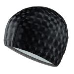B31517-3 Шапочка для плавания ПУ одноцветная 3D (Черная)