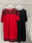 Платье Size Plus крепун с вставками гипюр красное M29