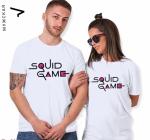 Мужская футболка с принтом Squid Game белая D31