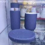 Набор для ванной из 3-х предметов керамический "Рона" синий
