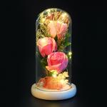 LADECOR Светильник - цветочная композиция, 3 розы, 23 см, 3хААА, 4 цвета