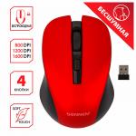 Мышь беспроводная с бесшумным кликом SONNEN  V18, USB, 800/1200/1600 dpi, 4 кнопки, красная,513516