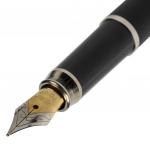 Ручка подарочная перьевая BRAUBERG Larghetto, СИНЯЯ, корпус черный с хром. деталями, 143477