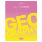 Тетрадь предметная GRADIENT 48л, матовая ламинация, лак, ГЕОГРАФИЯ, клетка, подсказ,BRAUBERG, 404289