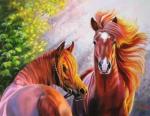 Две лошади в лучах летнего солнца