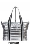Cтильная женская сумка-шоппер из водооталкивающей ткани, цвет серебро