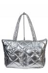 Женская сумка-шоппер из водооталкивающей ткани, цвет серебро