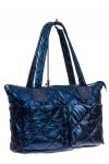 Женская сумка-шоппер из водооталкивающей ткани, цвет синий металлик