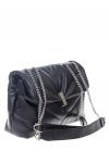 Женская сумка стеганая с цепочкой из искусственной кожи, цвет черный