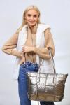 Женская сумка-шоппер из водооталкивающей ткани, цвет золото