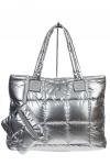 Cтильная женская сумка-шоппер из водооталкивающей ткани, цвет серебро