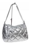 Женская сумка дутая, цвет серебро