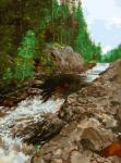"Водопад Кивач" живопись на холсте 30*40см