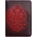 Обложка для паспорта Кожевенная мануфактура Орел Российской Империи, красный, в деревянной упаковке, Оblhm_11113
