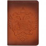 Обложка для паспорта Кожевенная мануфактура Орел Российской Империи, светло-коричневый, в деревянной упаковке, Оblhm_11114