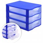 Бокс универсальный, 3 отделения, лотки прозрачные, синий, УБ23